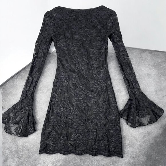 Guess Collection bell poet whimsigoth witchy grunge black lace mini dress 2 - Picture 2 of 6
